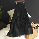 Юбка женская плиссированная средней длины в Корейском стиле, Модная элегантная юбка с эластичным поясом, черная, 2021