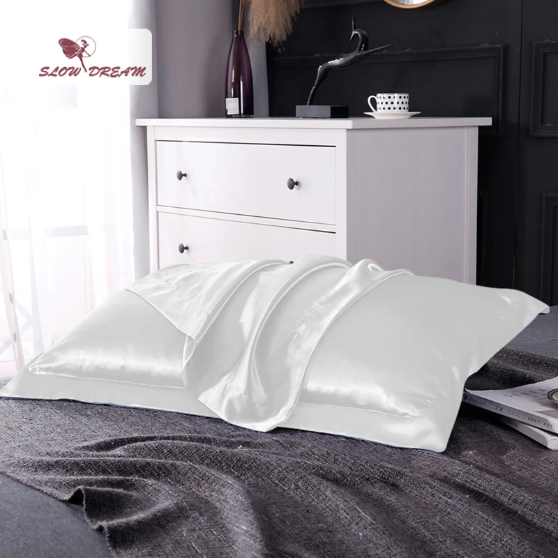 Роскошный белый атласный Шелковый чехол для подушки Slow Dream оптовая продажа