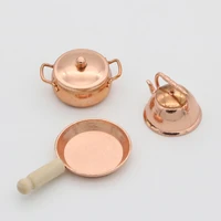 112 dollhouse bronze frying pan cooking pot kettle cookware kitchen cooking kit dolls accessories dollhouse miniature