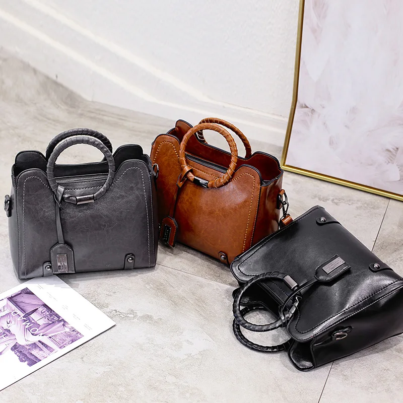 

Vintage Casual Fashion Handbags High Quality Top-handle PU Leather New Messenger bags Luxury Designer Crossbody Bags Sac a Main