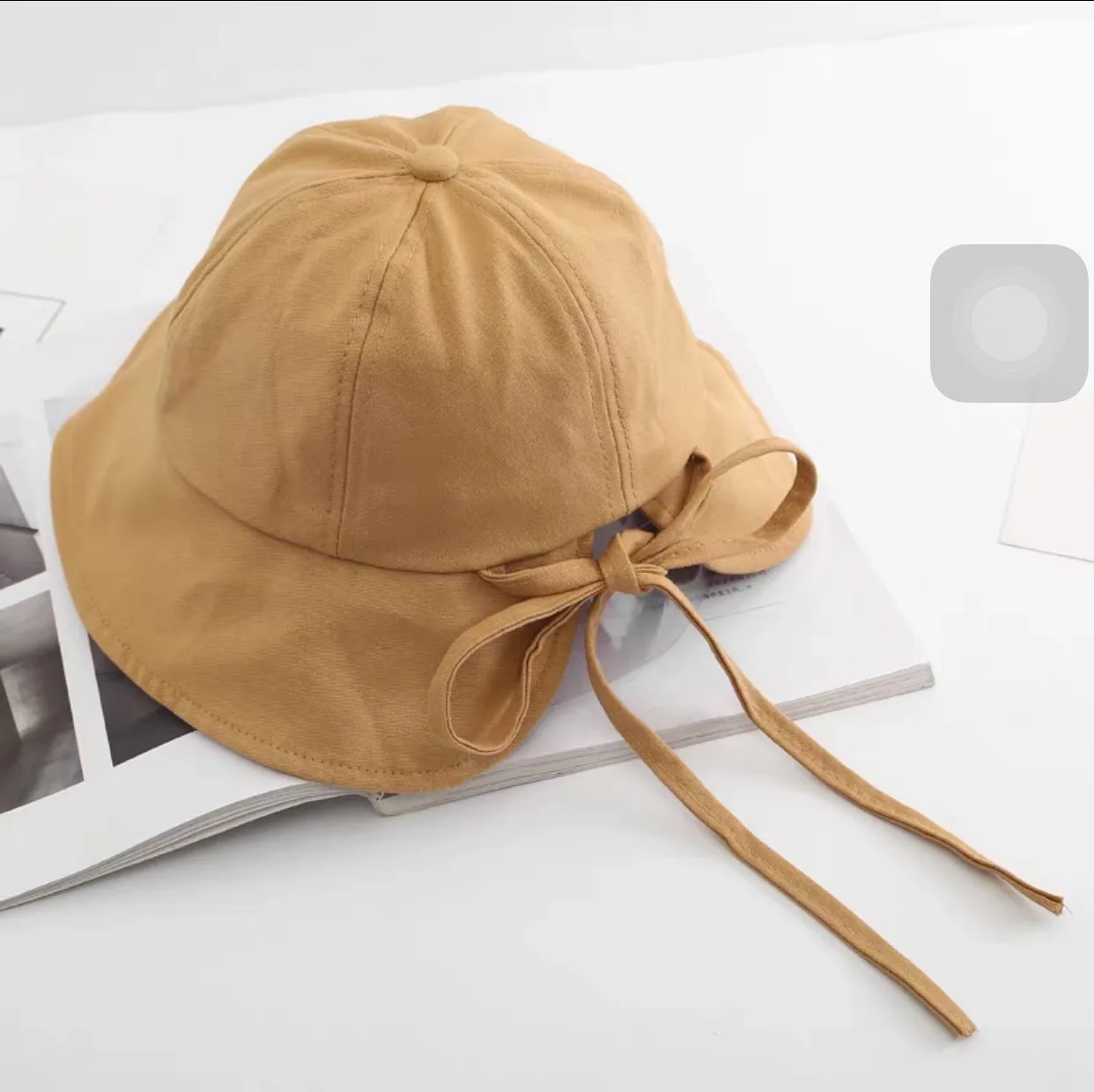 

Spring and Summer New Fisherman Hat Cute Bowknot Shade Solid Color Short Brim Hat Foldable and Washable Womens Hats