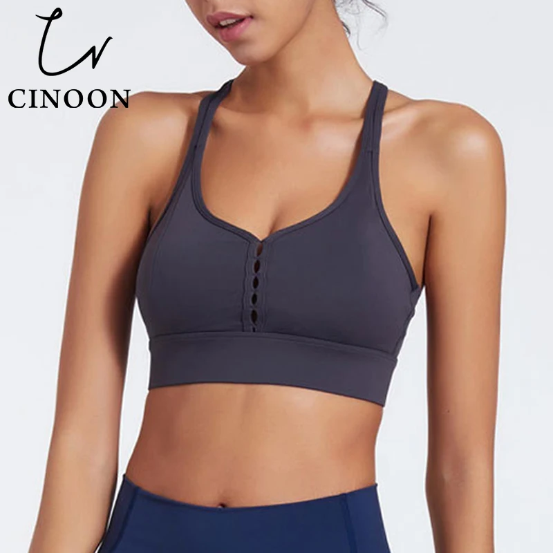 

CINOON Shockproof Cross Straps Bra Women Gym Bralette Running Yoga Push Up Underwear Workout Fitness Breathabl Corset Brassiere
