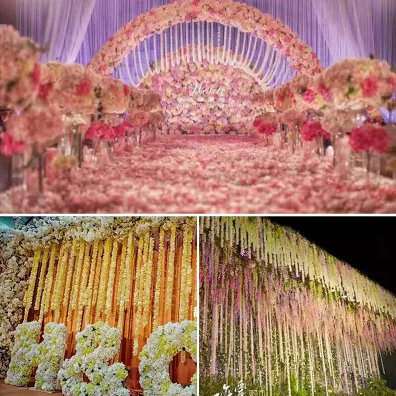 Wholesale 10pcs Rattan Strip Wisteria Artificial Flower Vine For Wedding Home Party Kids Room Decoration DIY Craft Fake Flowers