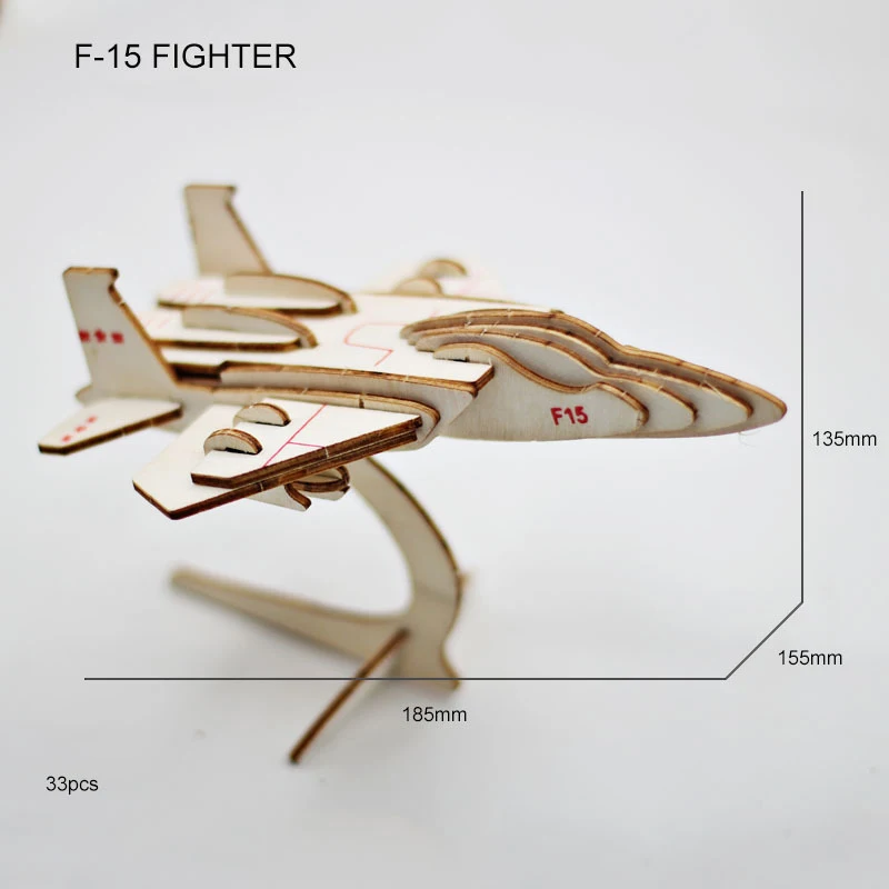 

DIY 3D Wooden Model Plane Air Craft Toy F-15 Fighter Sue- 30 Assembly Toy