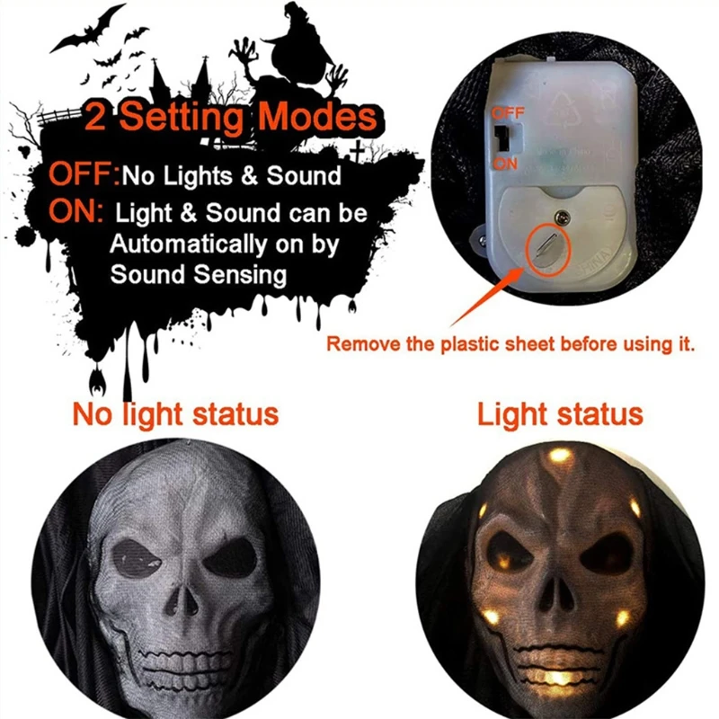 

Хэллоуин страшный подвесной телефон со страшным звуком светящаяся маска черепа управление голосом светлый ужасный орнамент