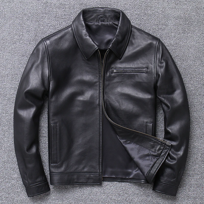 

Spring Plus Size Vintage Leather Jacket Men High Quality Business Casual Soft Sheepskin Coat Papa Clothes Origianl Men Clothing