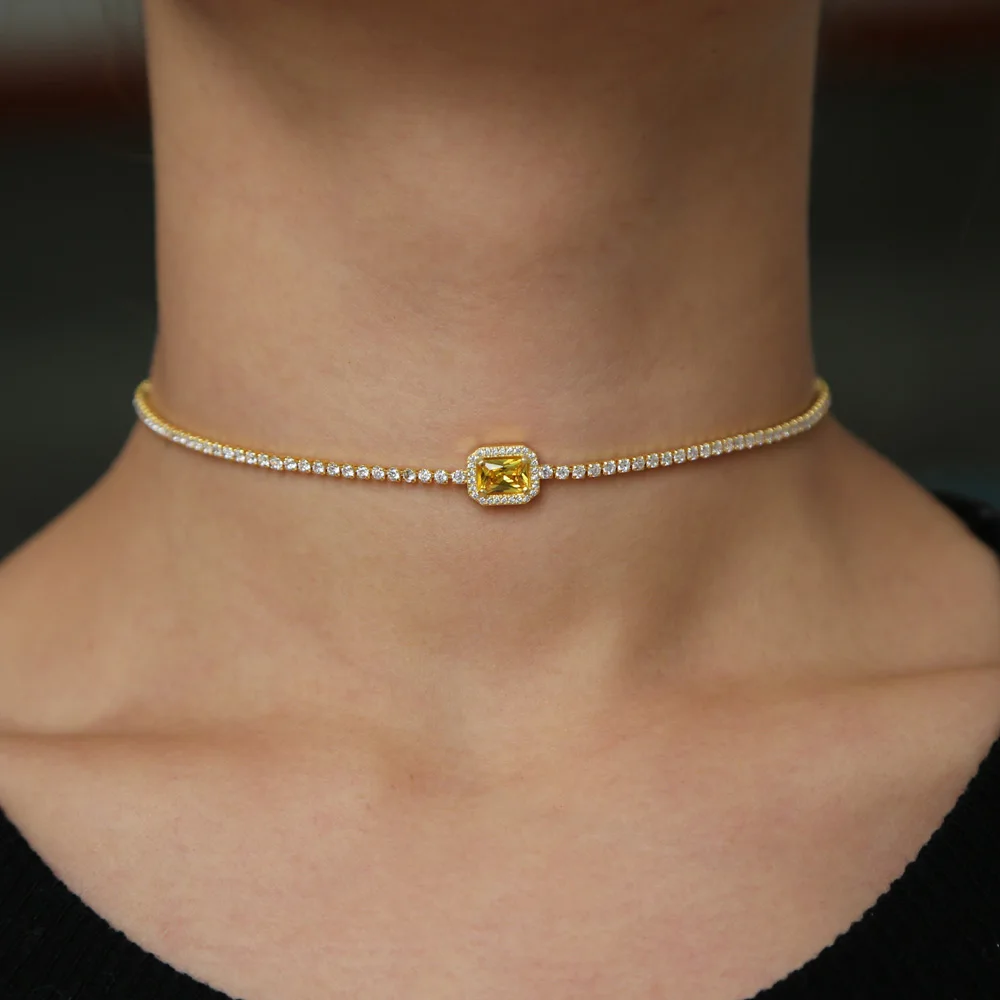 Ожерелье-цепочка роскошный чокер крошечный микро-паве с кубическим цирконием