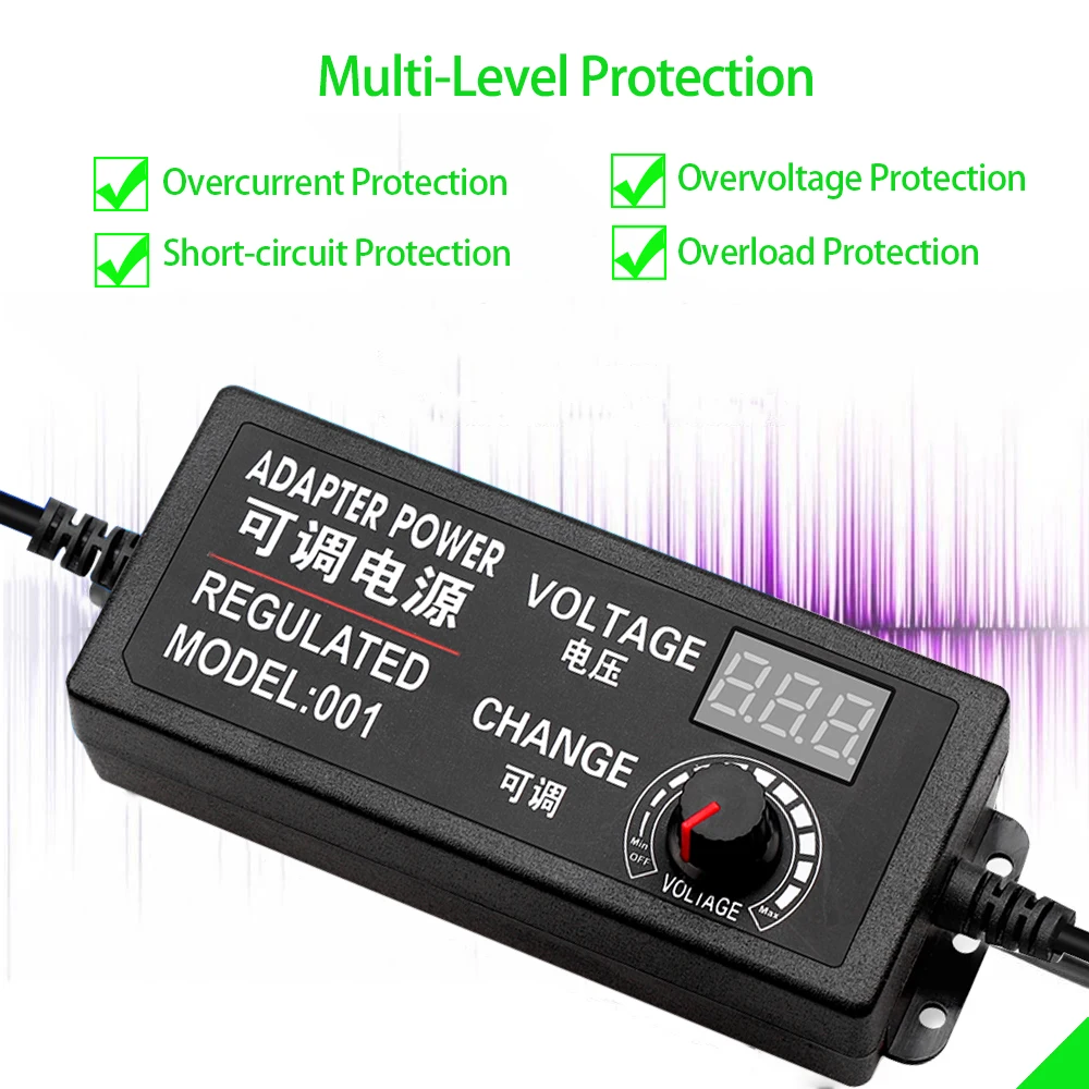 Регулируемый универсальный адаптер питания переменного тока в постоянный ток 3 12