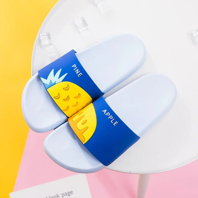 blue Женские тапочки с рисунком фруктов; домашние тапочки с арбузом и бананом; летние сандалии; женская обувь; Вьетнамки; Sandalias Mujer - Цвет: blue