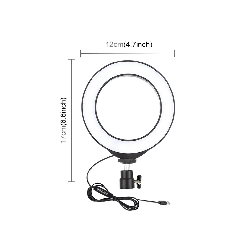 Светодиодный кольцевой светильник для селфи с регулируемой яркостью фото и