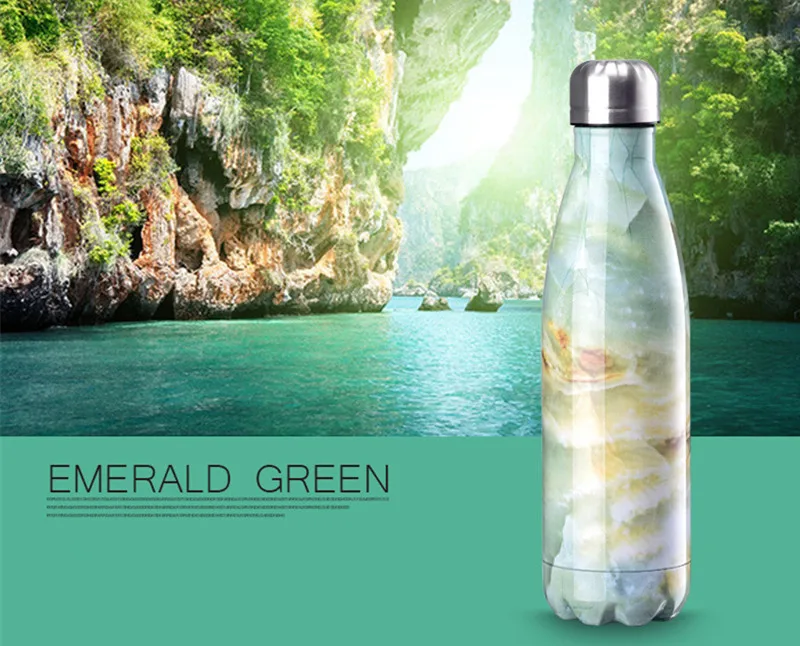 No logo-Emerald Термос с принтом логотипа из нержавеющей стали Термокружка Термочашка термобутылка для термопары воды - Цвет: No logo-Emerald