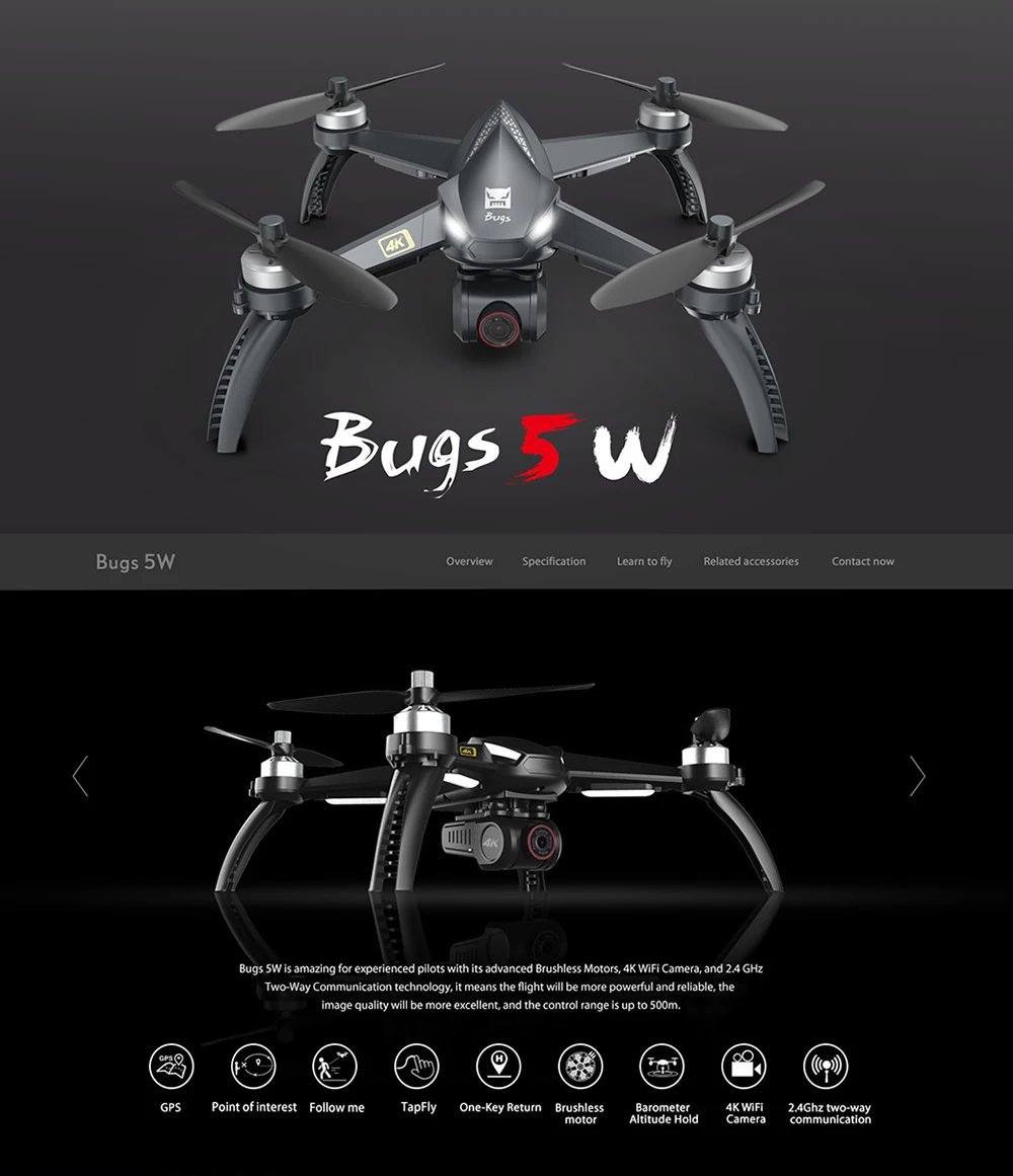 MJX Bugs 5W B5W gps бесщеточный Радиоуправляемый квадрокоптер с 5G 4K Wifi FPV камерой HD авто возврат Vs Hubsan H501S Профессиональный Дрон