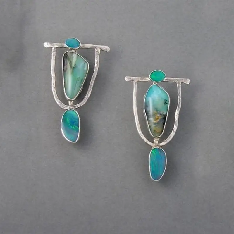 Earring E680 Большие круглые серьги с лунным камнем для женщин, эффектные свадебные украшения, новые модные Кристальные висячие серьги с подвеской Z5M043 - Окраска металла: Earring E680