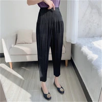 miyake pleated pants 2021 spring and summer new pleated exploding wide leg pants womens plus size nine point pants all match