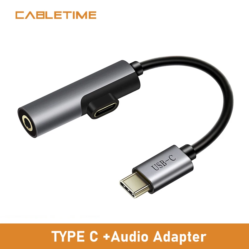 Кабель зарядный Cabletime с разъемом USB C 3 5 для наушников типа переходник 2 в 1 Type Huawei mate