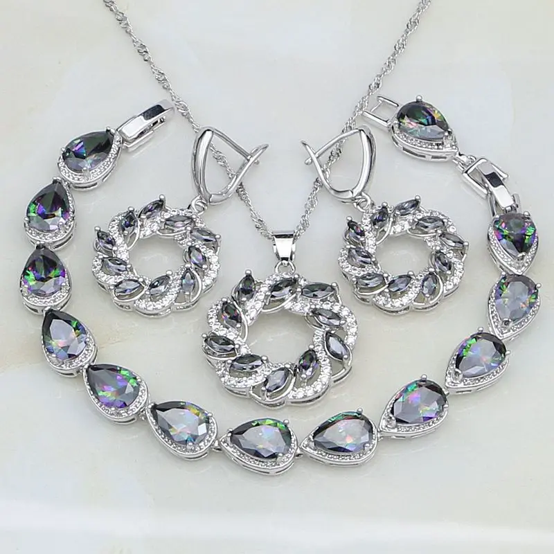 

Женские серьги/Подвеска/ожерелье/браслет из стерлингового серебра 925 пробы с разноцветным камнем на день рождения
