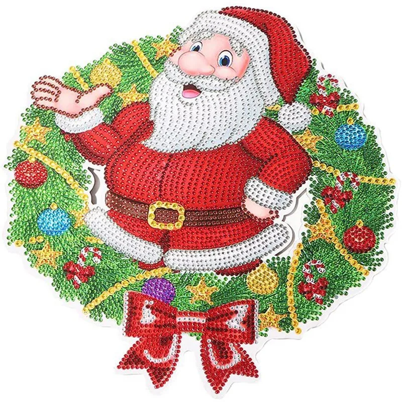 

Christmas Crystal Wreath DIY Diamond Painting Kits Art Crafts Rhinestone Drawing Garland Door Wall Hanging Decorations