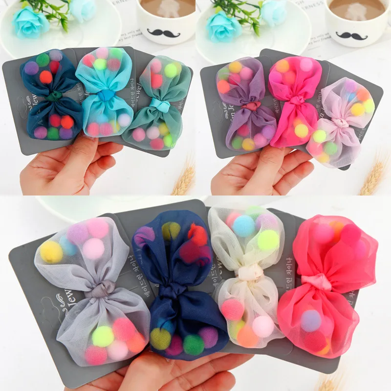 Модные заколки для волос с бантом девочек помпонами ручной работы аксессуары |