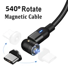 Магнитный кабель USB Type-C, поворотный на 540  кабель для Xiaomi Poco M3 F3 X3 NFC Redmi Note 10S 9S 10 9 8 7 Pro, кабель для быстрой зарядки и передачи данных