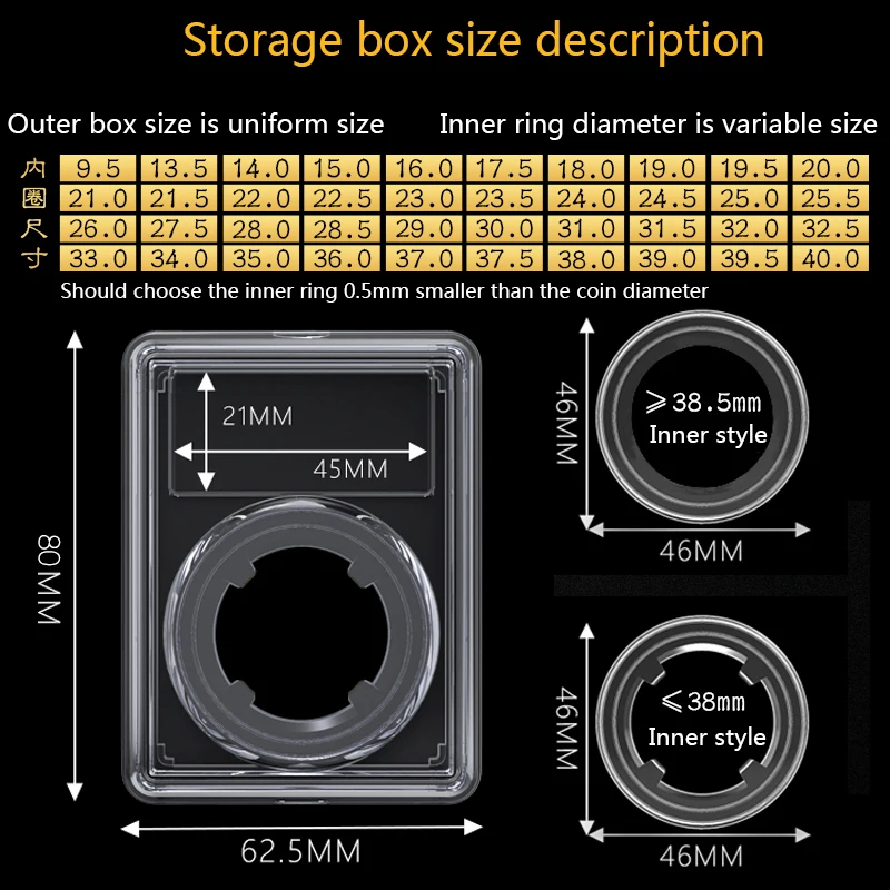 10 шт. 9 5 мм ~ 26 PCCB III идентификация класса монета декоративная плита slabsBox|box for|box boxbox