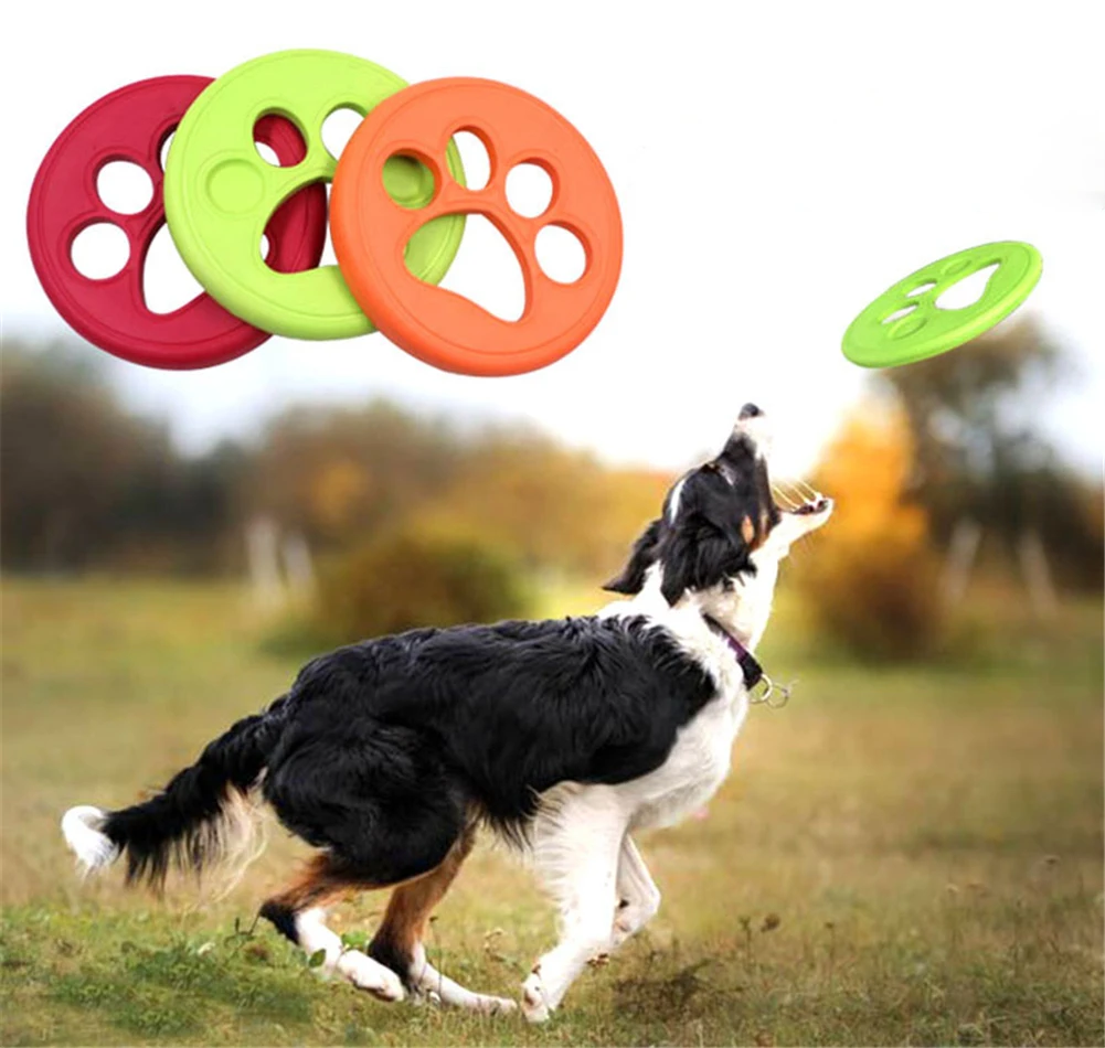 

1pc Dog Flying Discs Pet Puppy Training Toy Portable Outdoor Dogs Interactive Play Fetch Toys Chewing EVA Flying Saucer