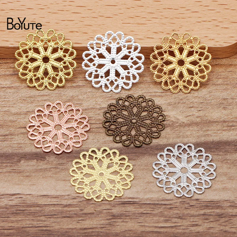 

BoYuTe (100 Pieces/Lot) 23MM Metal Brass Filigree Flower Findings Diy Jewelry Making Hand Made Materials Wholesale