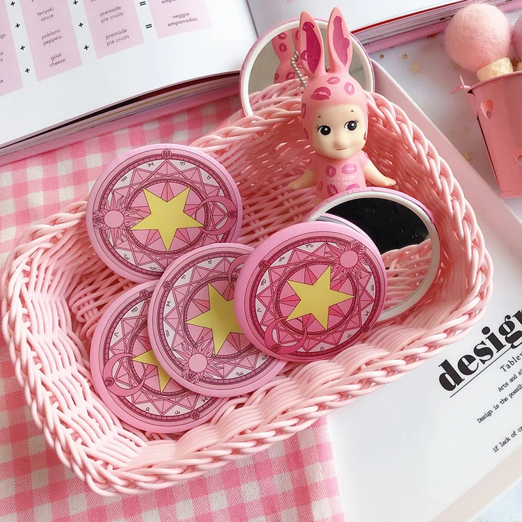 Милый Cardcaptor Sakura волшебная палочка сказочное зеркало для рук Kawai зеркало для макияжа с ручкой Luna Cat зеркало для девочек портативное аниме косплей