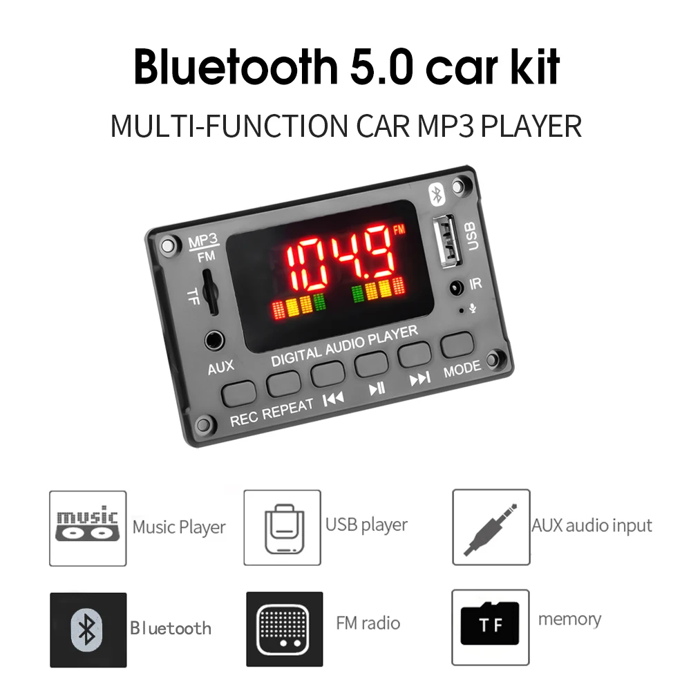 2*40 Вт усилитель MP3 декодер плата 7в-26в Bluetooth 5.0 Автомобильный плеер USB модуль записи