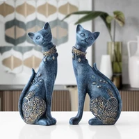 resin set of 2 cat sculpture home decor ornaments bedroom table decoror nordic decoration home statues for decoration