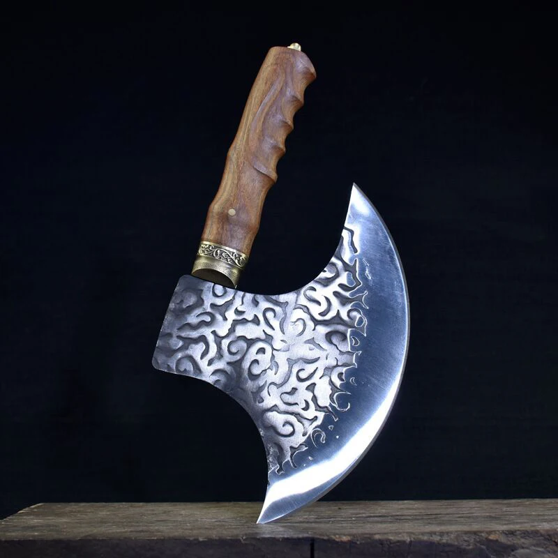 Longquan ghost hand made special axe for cutting bone by hand forging axe sharp durable bone axe chef household knife