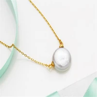 14 15mm white baroque pearl pendant necklace 18 inches flawless diy real women chain fashion