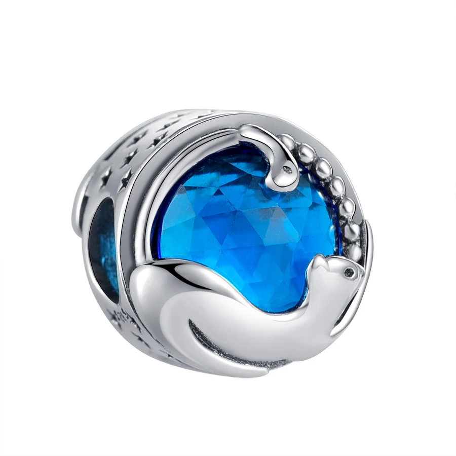 Новинка оригинальные браслеты из серебра 925 пробы синяя ночь кот планета самолет