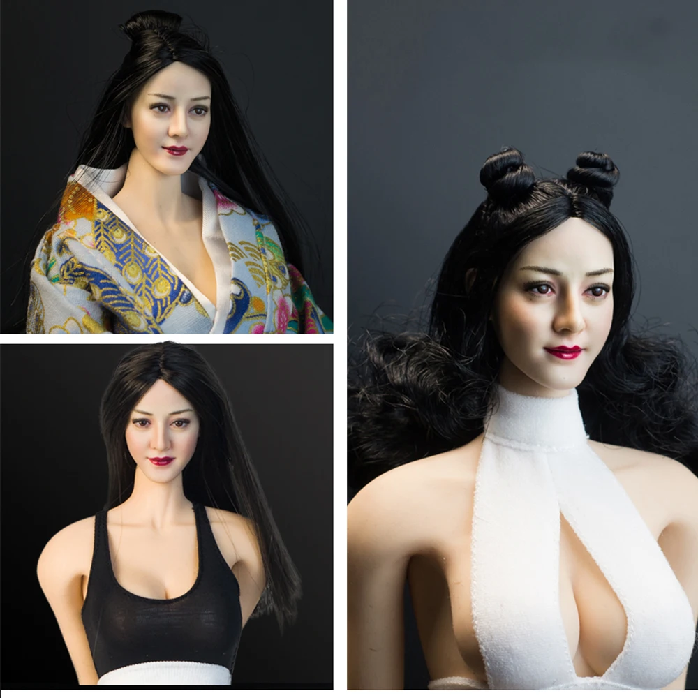 

1/6 Soldier female star Dili Reba head sculpted Asian beauty costume modeling model for 12’’ action figure body toy accessories