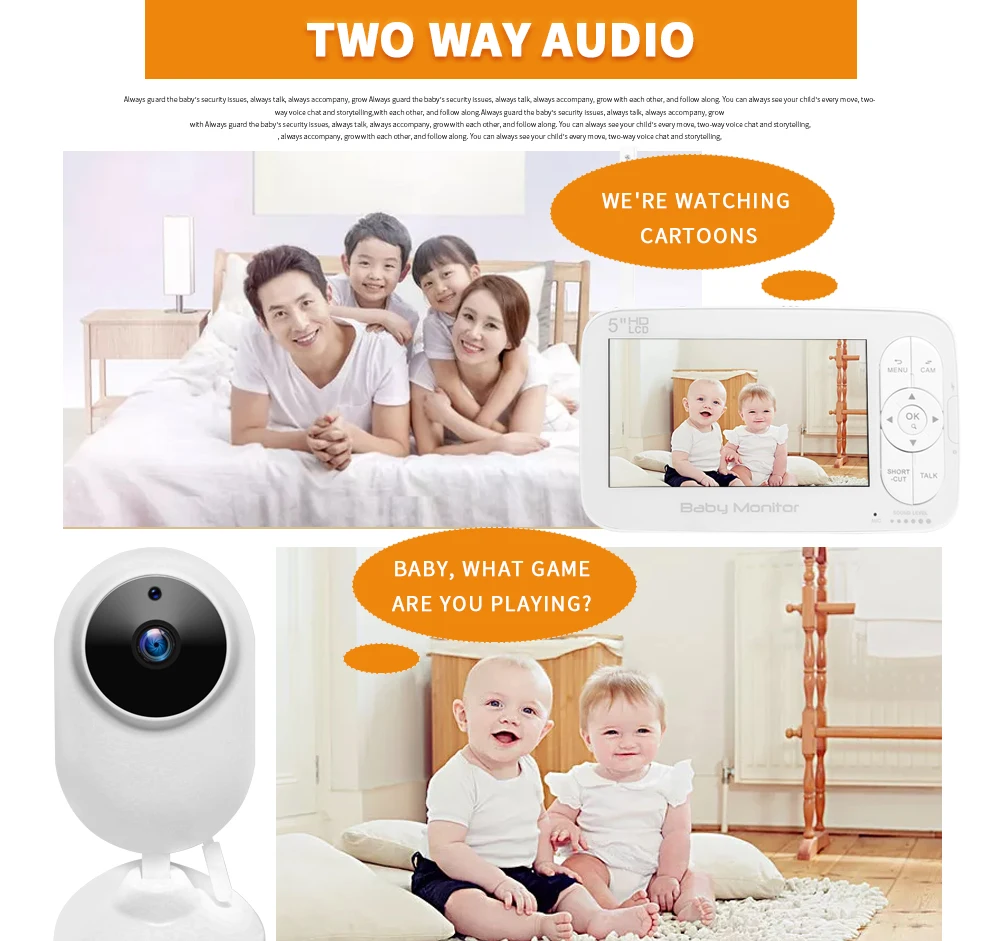 

1080P 4.3 inch Screen Wireless Video Nanny Baby Monitor With Camera Security 2MP Babyfoon Temperature Monitor Night Vision
