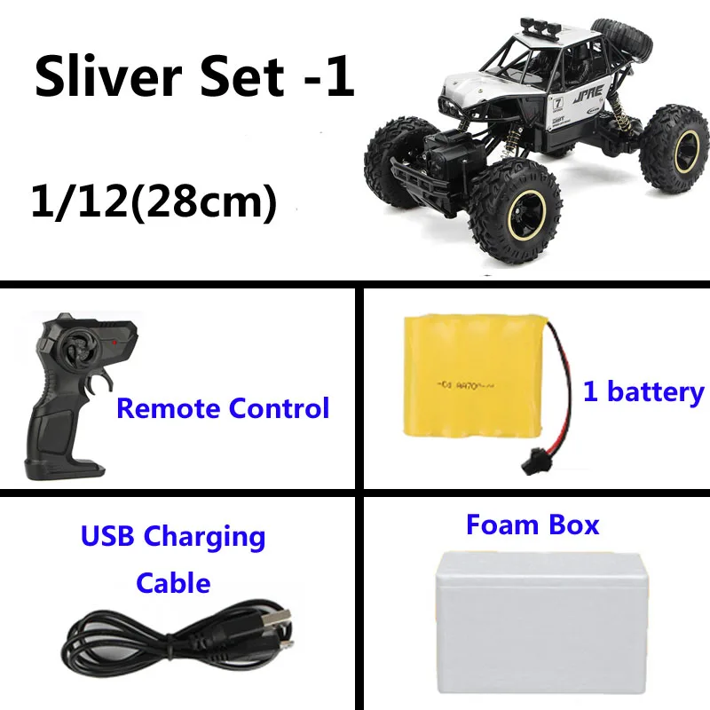 28cm Slive(no light) 1:12 4WD RC автомобили 2,4G радиоуправление 4x4 вождение автомобиля двойной привод двигателей Bigfoot автомобиль высокая скорость внедорожные Грузовики Игрушки для детей - Цвет: 28cm Slive(no light)