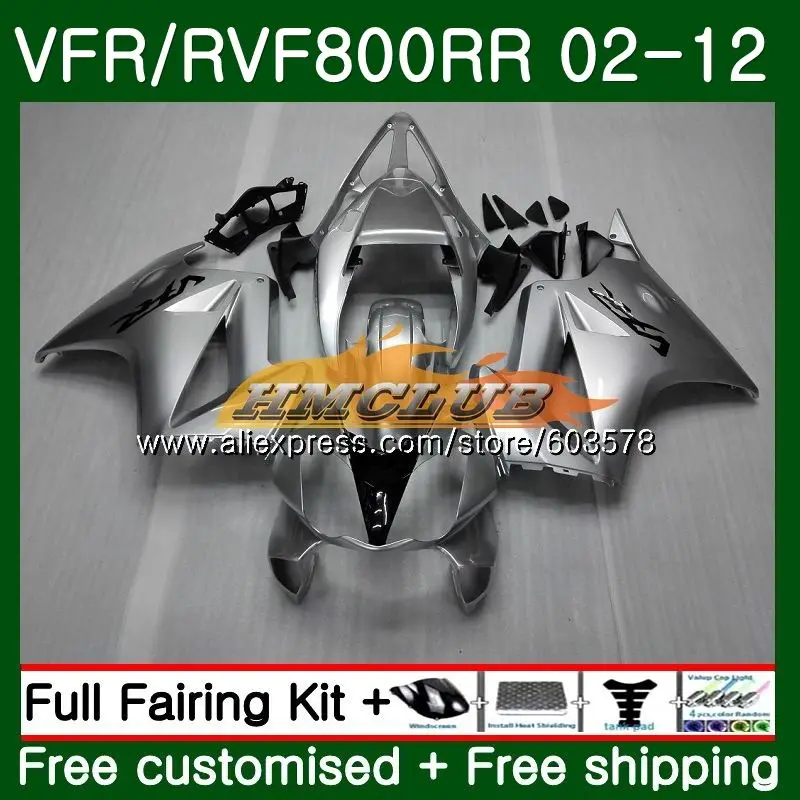 

Body For HONDA Interceptor VFR800RR 2002 2012 88CL.65 VFR 800R VFR800 RR 02 03 04 05 06 07 08 09 10 11 12 Fairings Gloss silvery
