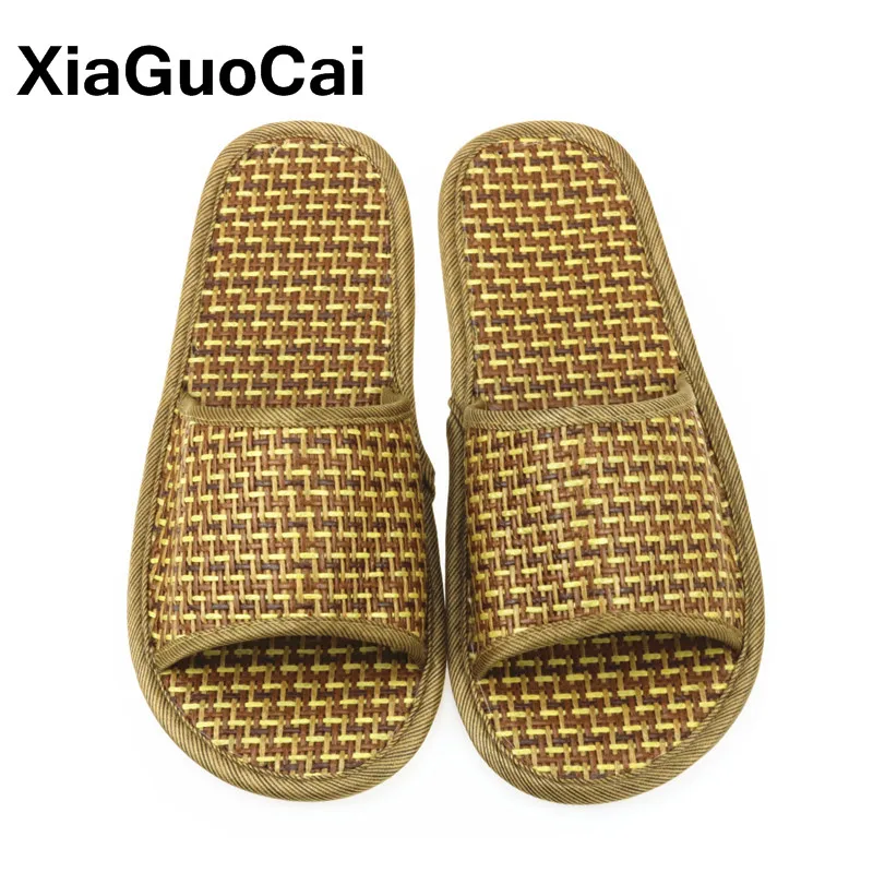 Unisex Summer Slippers Natural Cane, Cool Bamboo Rattan Men Home Slippers, Antiskid Woven Shoes For Lovers Lightweight Wholesale