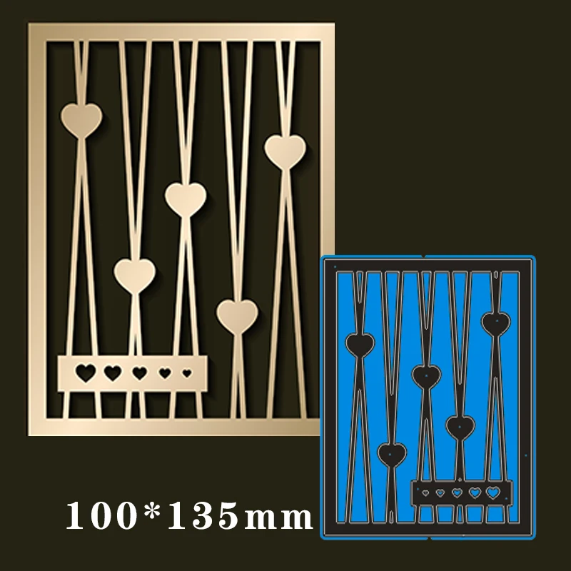 

Cutting Dies Heart Rectangle Metal and Stamps Stencil for DIY Scrapbooking Photo Album Embossing Paper Card 100*135mm