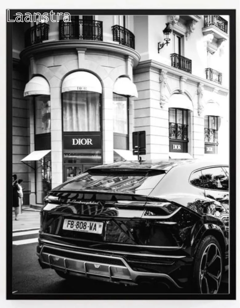 

Customizable European Wall Painting Retro Handsome Car Modern Home Decoration Frameless Waterproof Ink Printing Canvas Poster