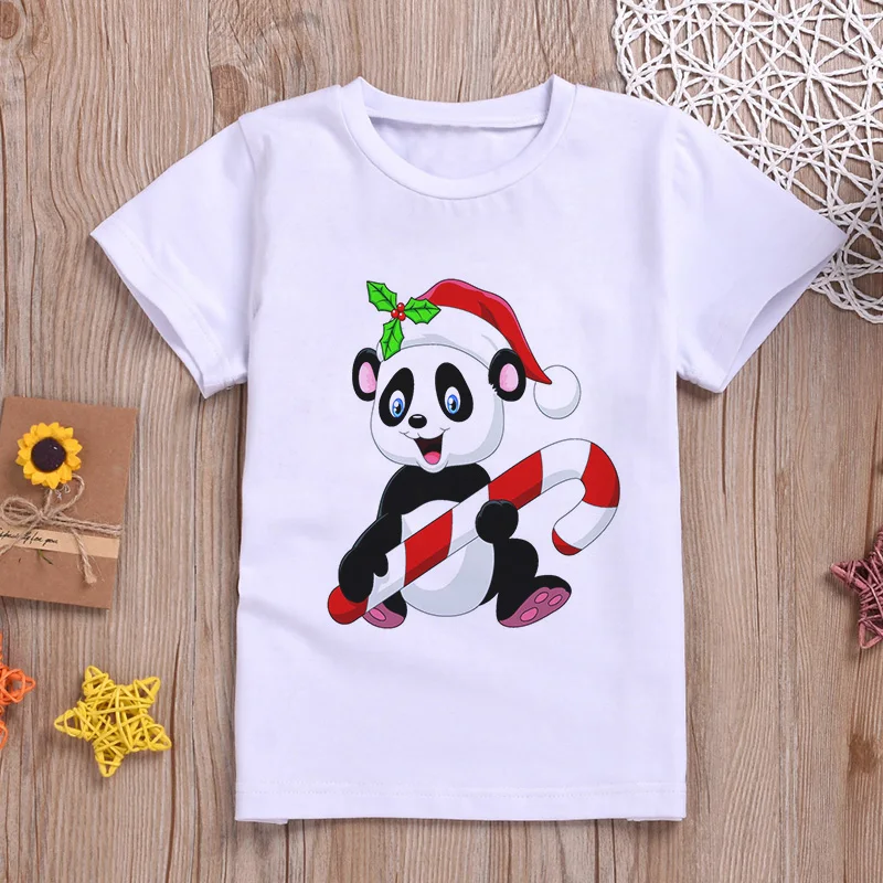 

Cute New Children's T-shirt Kawaii Panda Boy And Girl T-shirt Harajuku Cartoon Design Kids T Shirt Round Neck White Baby T-shirt