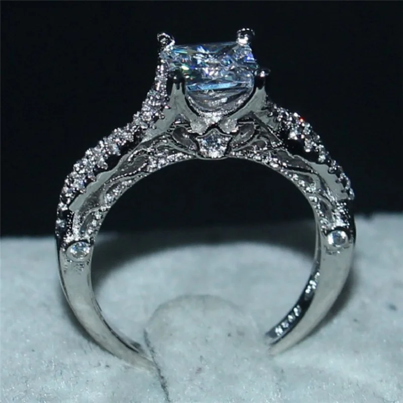 Романтическое антикварное женское кольцо AAAAA квадратное циркониевое Cz 925 Anillos