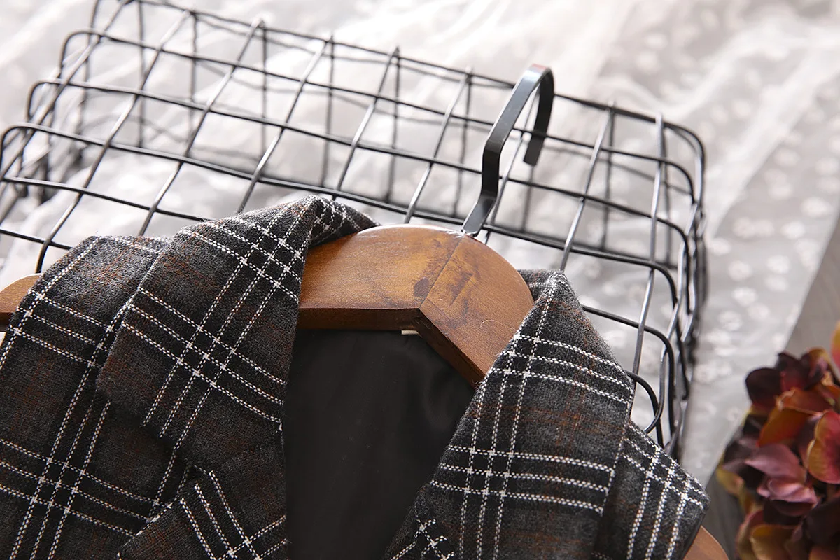 Новый весенний комплект из двух предметов для девочек в клетку модная клетчатая