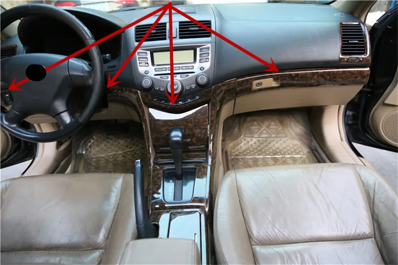4pcs/lot ABS carbon fiber grain or wooden Central control instrument panel decoration cover for 2003-2007 HONDA Accord 7 | Автомобили и