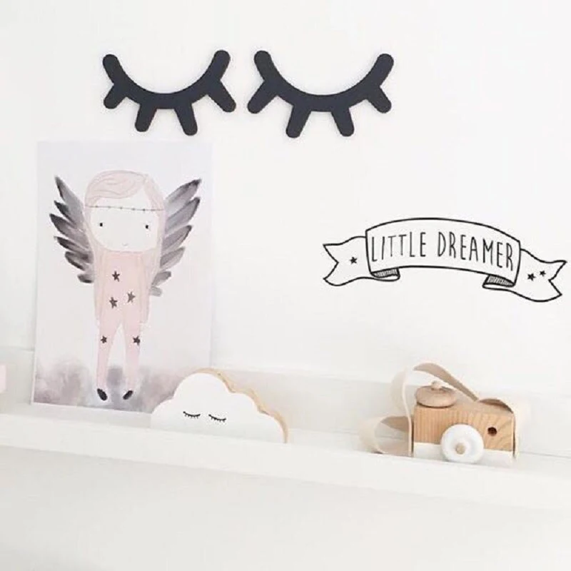 1 Pair 3D Eyelash Decoration Wall Cute Wooden Shelves Decor Accessories Children Kids Baby Living Room Home JPDZS1003 | Дом и сад