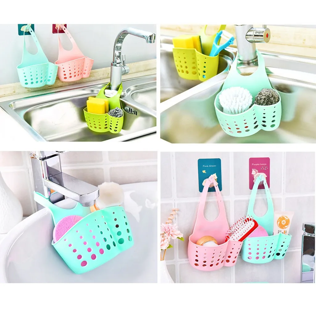Kitchen Utensils Gadgets Portable Basket Home Hanging Drain Bag Bath Storage Tools Sink Holder Accessories #25 | Дом и сад