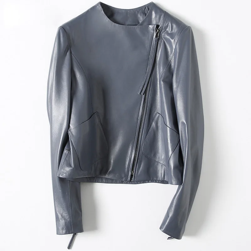 100%  Genuine Leather Jacket Woman Spring 2020 Sheepskin Coat Motorcycle Short Mujeres Abrigos HQ18-YXG8132A Lxr3