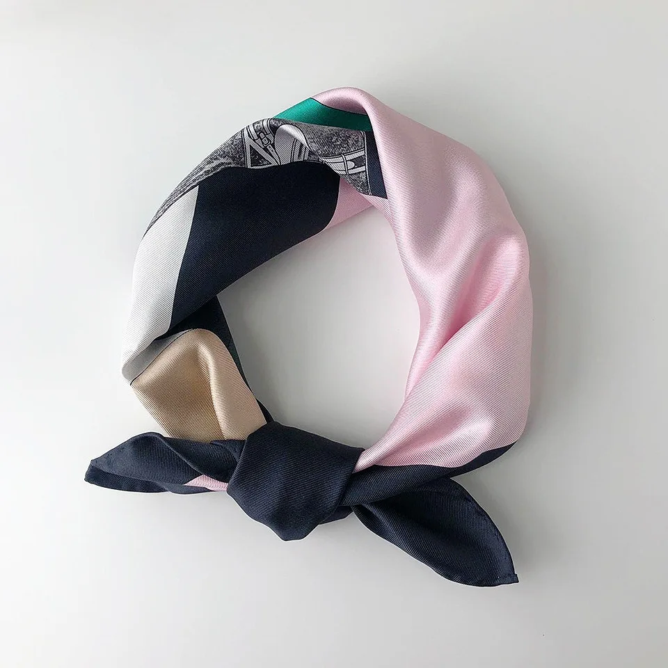 

2020 Small Square Hijab Neck Horse Scarf Women 100% Real Silk Scarves Print Pashmina Bandana Female Foulard Poncho Lady Wraps