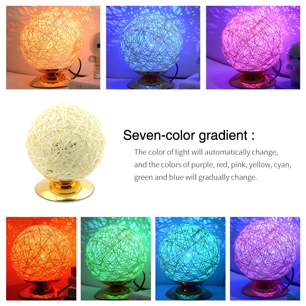 Круглый ротанговый шар прикроватная настольная лампа 5 9 дюйма 7 цветов