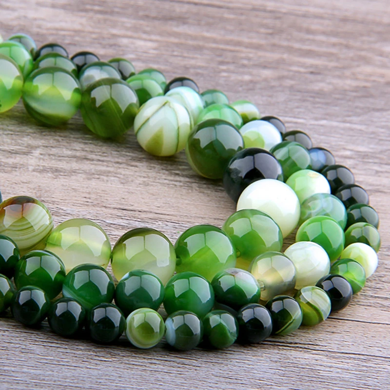 Белые Агаты бусины из натурального камня Гладкие Круглые свободные в полоску для