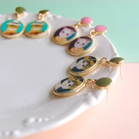 retro 3 colors oil painting cat earrings cute dangel jewelry statement drop earrings for women girls earrings trendy gift